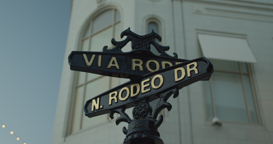 Rodeo Drive Street Sign in Cinematic Slow Motion