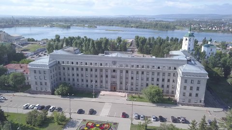 D-Cinelike. Russia, Irkutsk. The building of the Government of the Irkutsk region, the area of Count Speransky, Aerial View