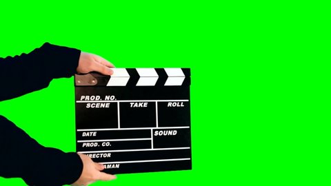Clapperboard isolated on green screen