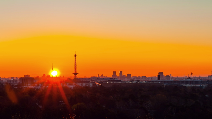 Night to Day Time Lapse of Berlin cityscape, Berlin, Germany