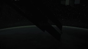 ISS Time-lapse Video of Earth seen from the International Space Station with dark sky and city lights at night over South Atlantic Ocean to Iran, Time Lapse Full HD. Images courtesy of NASA. 