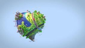Loop animation of heart shaped world showing a peaceful and sustainable lifestyle, green planet with clean energy and happy mood in sunny day as concept for love and peace. 3d render animation - Powered by Shutterstock - Get 15% off with code: PIKWIZARD15