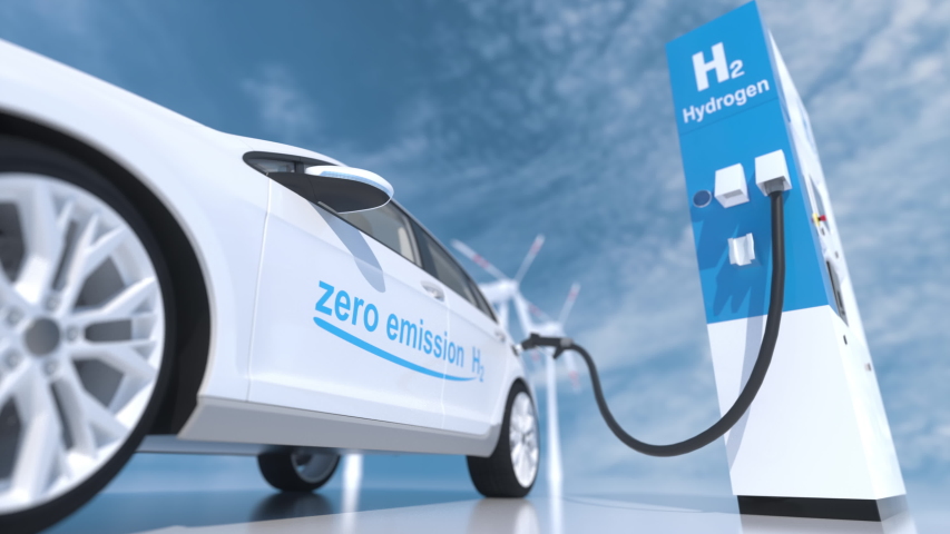 Hydrogen logo on gas stations fuel dispenser. h2 combustion engine for emission free ecofriendly transport. 3d rendering | Shutterstock HD Video #1054564775