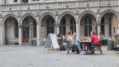 Restaurants and bars reopen after weeks of lockdown restrictions amid the coronavirus disease (COVID-19) outbreak, in Brussels, Belgium, June 8, 2020. 