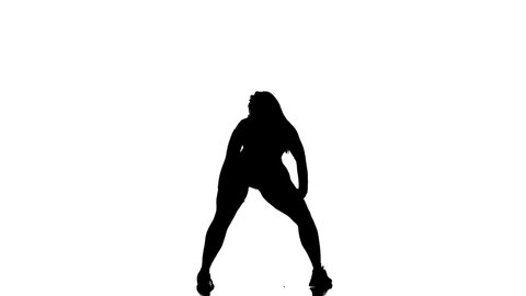 Professional Booty Dance girl dancer. Contemporary choreography. Silhouette. Long shot