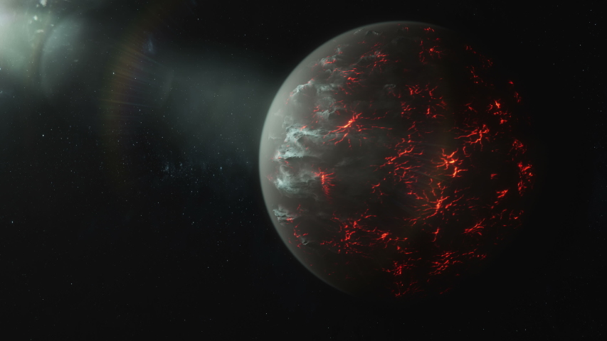 3d Animation of a volcanic planet  Royalty-Free Stock Footage #1054601366