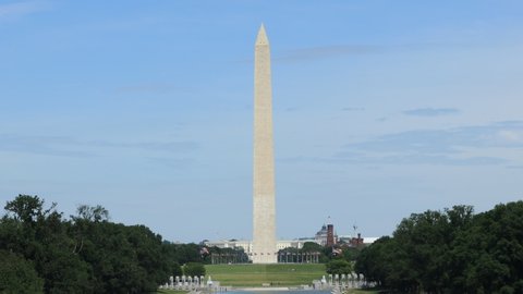 Washington, DC / United States - June 16 2020:  The Washington Monument as seen from the Lincoln Memorial.
