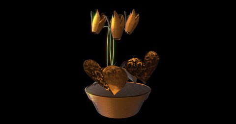 Cyclamen flower. 3D computer simulation.Gold color. Nice and beautiful. Love.