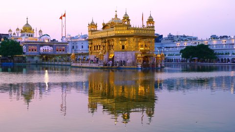 The Golden Temple or Harmandir Sahib, a Sikh temple in the town of Amritsar close to the Pakistan border in Punjab State of India, Asia