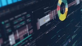 Business stock market, trading, info graphic with animated graphs, charts and data numbers insight analysis to be shown on monitor display screen for business meeting mock up theme - Powered by Shutterstock - Get 15% off with code: PIKWIZARD15