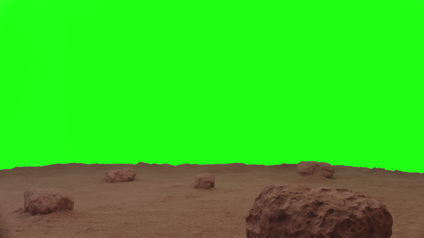 GREEN SCREEN CHROMA KEY Back view of astronaut walking on a surface of a red planet, cheking his HUD Royalty-Free Stock Footage #1054642253