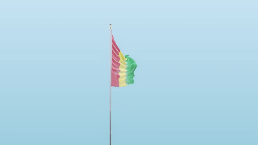 Guinea Flag With Alpha And Background With Different Angle Of Movement  -3D rendering 