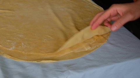 pastry dough kneaded with eggs, rolled dough with pastry, pastry dough,