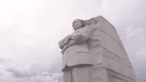 Washington D.C./USA- June 19th, 2020: A pan from the MLK memorial to the Black Lives Matter protesters around it.