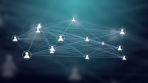 Users Connected in a Decentralized Network, P2P Technology. Concept for Cloud Computing, Storage, Smart Contracts, File Sharing.