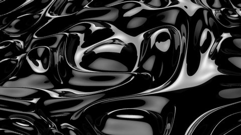 Abstract black liquid. Black wave background. Plastic background. Black luxury texture. Oil, petroleum, rock-oil. Silk, 3d rendering