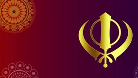 beautiful illustration animation video with sikhism symbol khanda sahib useful in animating banner