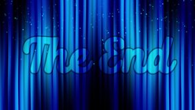 The End Cinema Animated Banner with Curtain and Glitter Effect