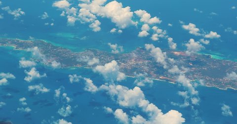 Flying over Anguilla in the Caribbean Sea, a British Overseas Territory in the Lesser Antilles, exotic travel destination