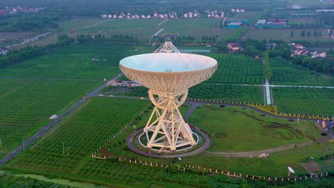Astronomical radio telescope,drone surrounds aerial photography.