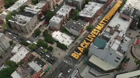Aerial Drone Shot of Black Lives Matter Mural in Bed-Stuy, Brooklyn, New York - Shot on DJI Mavic 2 Pro on June 19, 2020