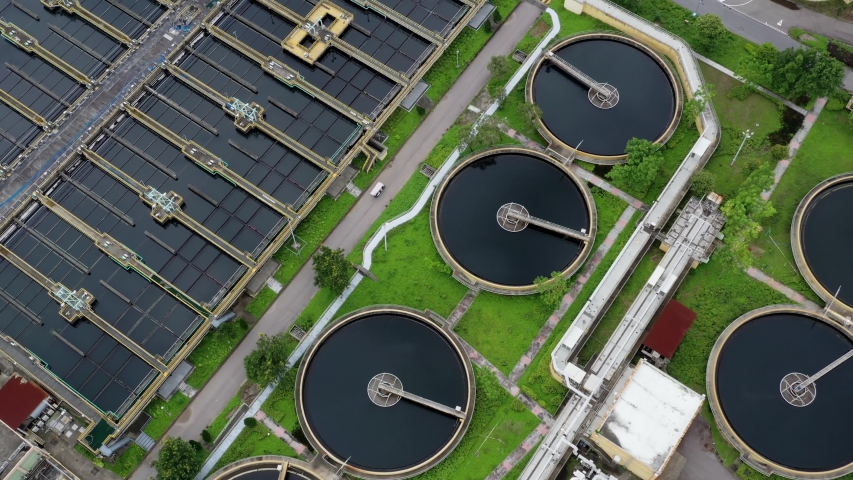 Sha Tin, Hong Kong 17 March 2019: Sewage treatment plant in Hong Kong  | Shutterstock HD Video #1054693421