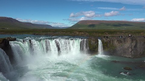 Iceland. Powerful waterfalls attract millions of tourists from all over the world to this country