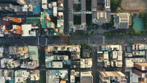 Aerial view 4k footage by drone of Building in kaohsiung city, Taiwan. 