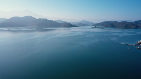 Aerial view 4k footage by drone of Sun Moon Lake, Taiwan.
