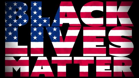 A Black Lives Matter (BLM) video of a waving american flag with stars and stripes to raise awareness about racial inequality