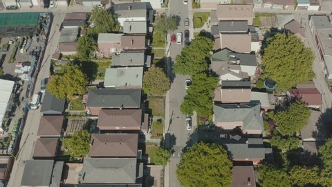 4K Aerial Establishing shot of a Toronto neighborhood. Cinematic shot.