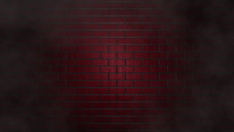 Empty brick wall with red neon light, copy space. Lighting effect red color glow on brick wall background. 4k stock footage blank, empty backgrounds. atmospheric smoke floating overlay element