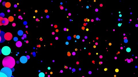 4k looped seamless abstract background, beautiful multi-colored circles in flat style. Luma matte as alpha channel. Particles increase and decrease