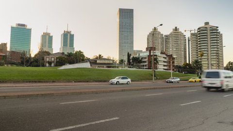 Timelapse of cars in front of World Trade Center, Montevideo Uruguay