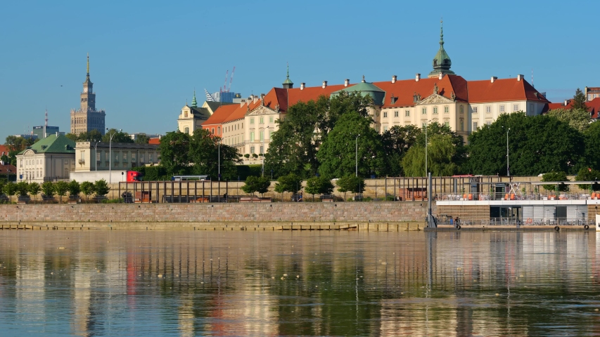 River view of the Royal Castle in city of Warsaw in Poland