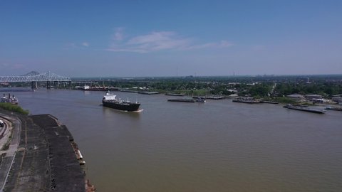 Busy Mississippi River in New Orleans, Louisiana
