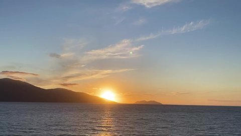 Scenic sunset over Ioninan sea in Vlore Albania time lapse