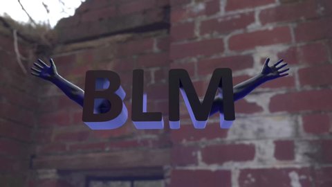 Black Lives Matter BLM with hands held up - 3D Render
