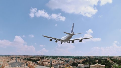 Airplane Landing in Rome Italy