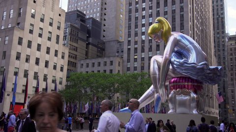 New York, NY / USA May 16, 2017: Jeff Koons Seated Ballerina Artist NYC Rockefeller Center