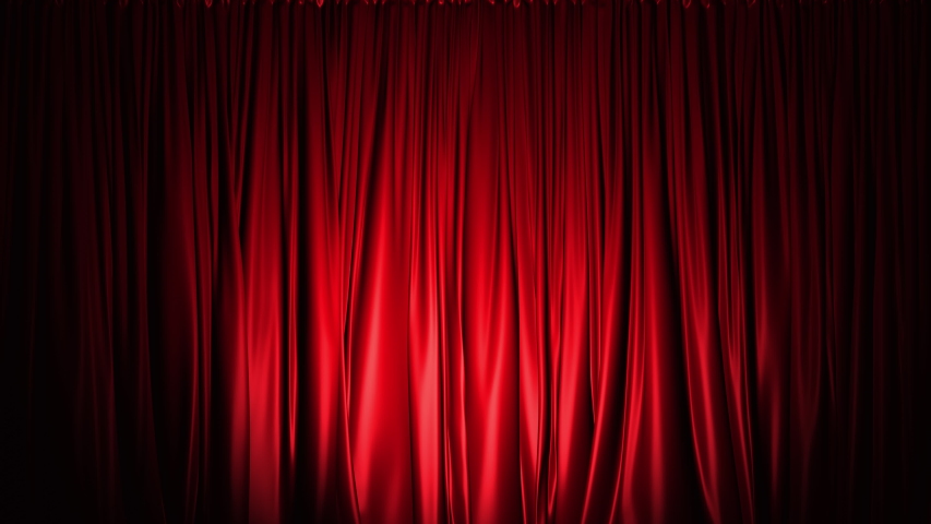 Realistic dark 3D animation of the red stage curtains rendered in UHD, alpha matte is included  | Shutterstock HD Video #1054748270
