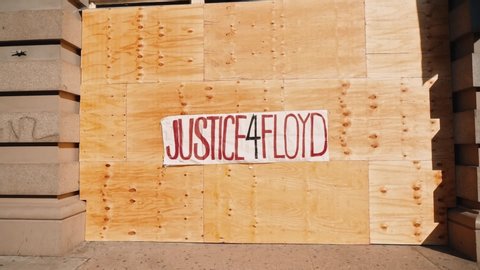 Black Lives Matter, Justice4floyd (Justice for floyd) sign in Manhattan, New York, US 06.06.2020
