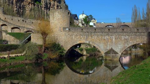WS Alzette River in Grund old town / Luxembourg City, Grand Duchy of Luxembourg, Luxembourg, Buildings/Landmarks