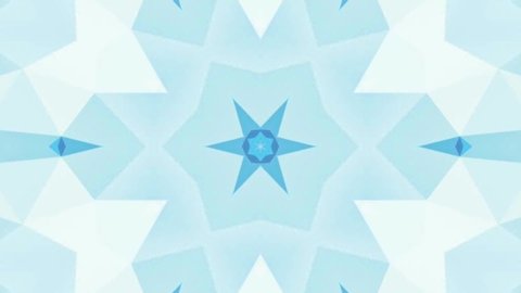 Blue kaleidoscope sequence patterns. Abstract multicolored motion graphics background. For yoga, clubs, shows, mandala, fractal animation. Beautiful bright ornament. Seamless loop.
