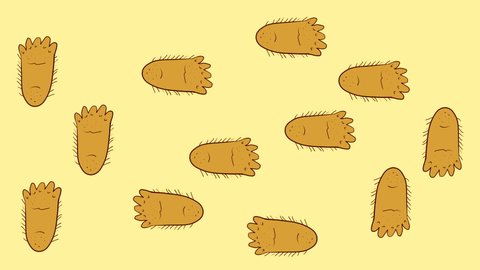 Footprints of a walking Bigfoot. Foot prints of  Sasquatch.