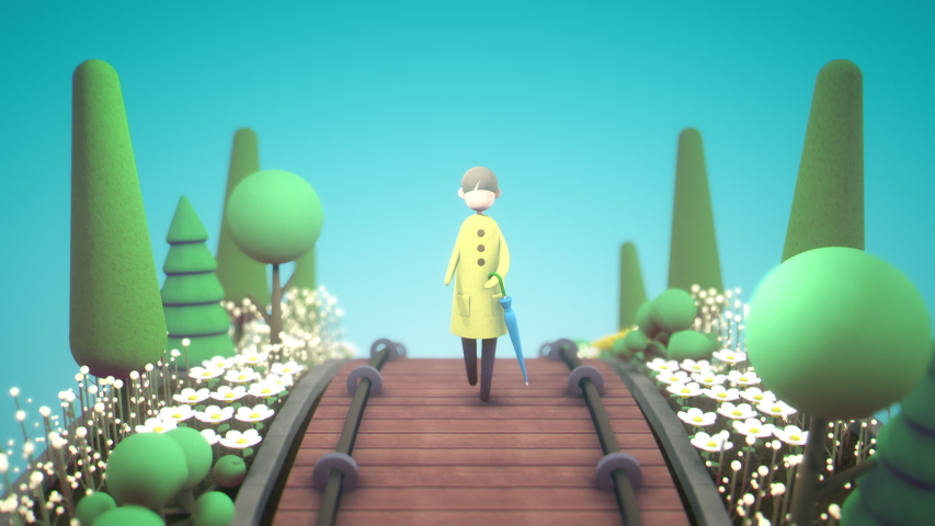 Walking in the flower park after rain