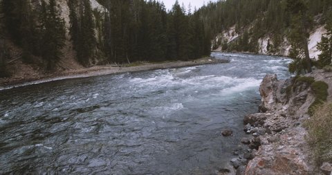 Brink of Lower Falls of the Yellowstone River with the Canyon panorama