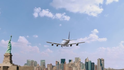Airplane Landing in New York USA
