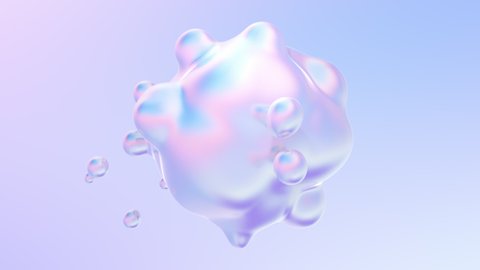 Holographic liquid blobs abstract flowing animation. 4K abstract background loop with alpha matte. 