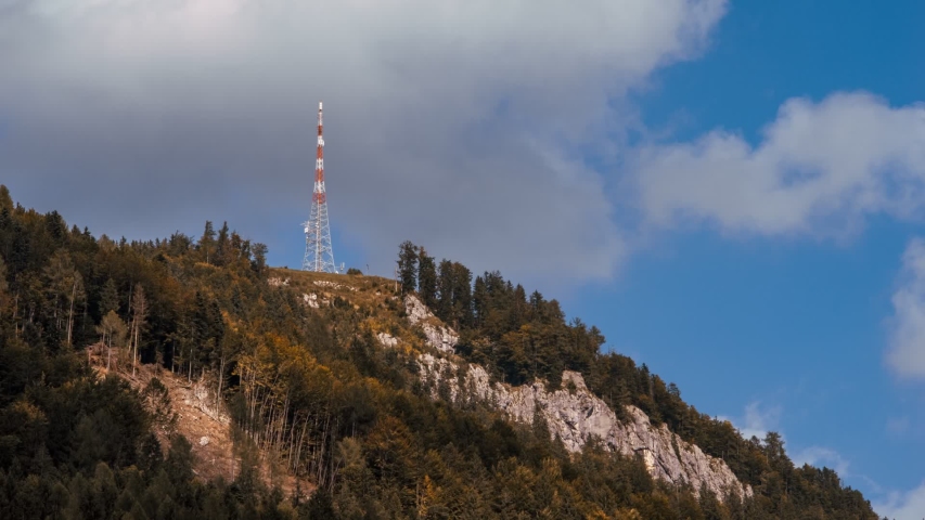 Radio tower on the hill in Kalkalpen